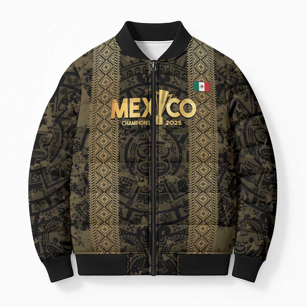Custom Mexico Football Bomber Puffer Jacket 2025 El Tri Champions Gold Color - Wonder Print Shop