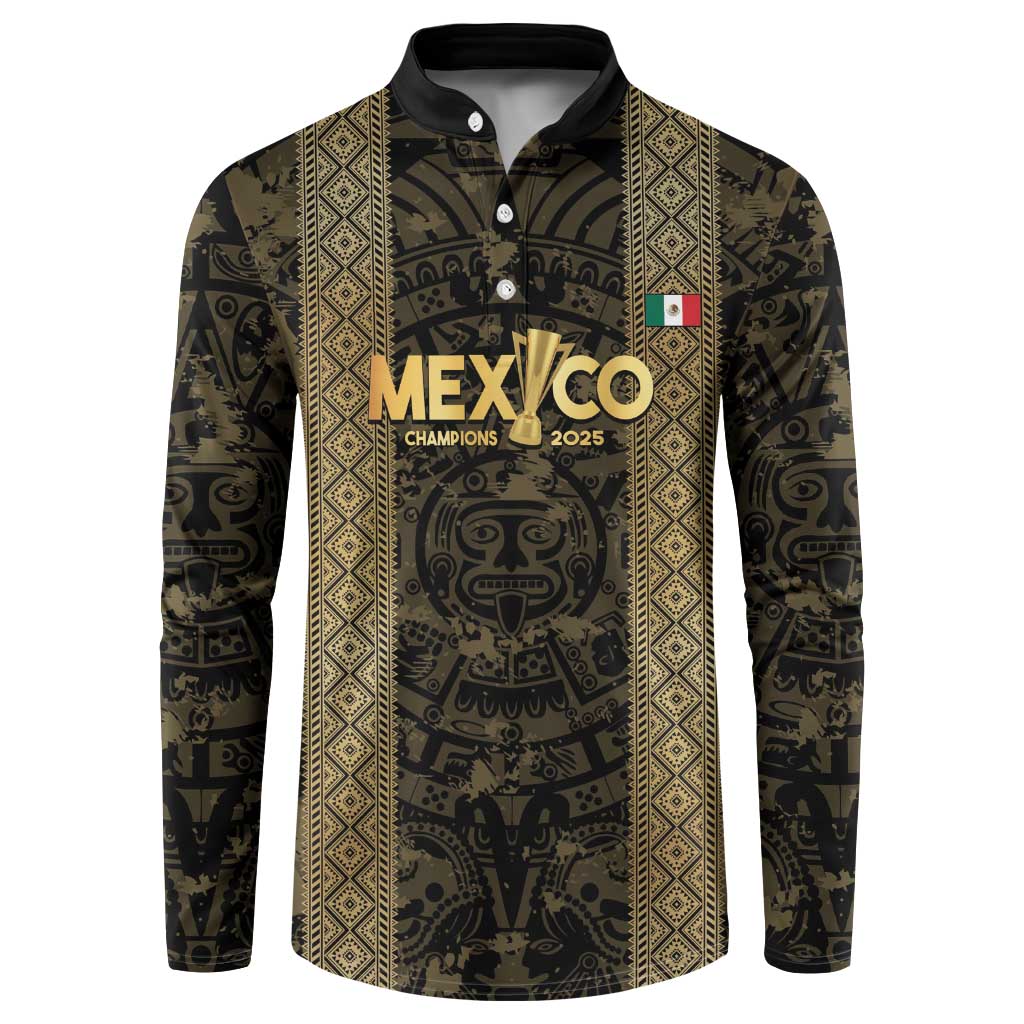 Custom Mexico Football Button Sweatshirt 2025 El Tri Champions Gold Color - Wonder Print Shop