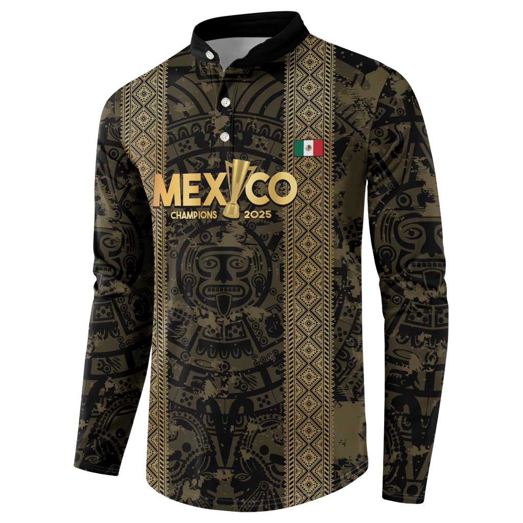 Custom Mexico Football Button Sweatshirt 2025 El Tri Champions Gold Color - Wonder Print Shop