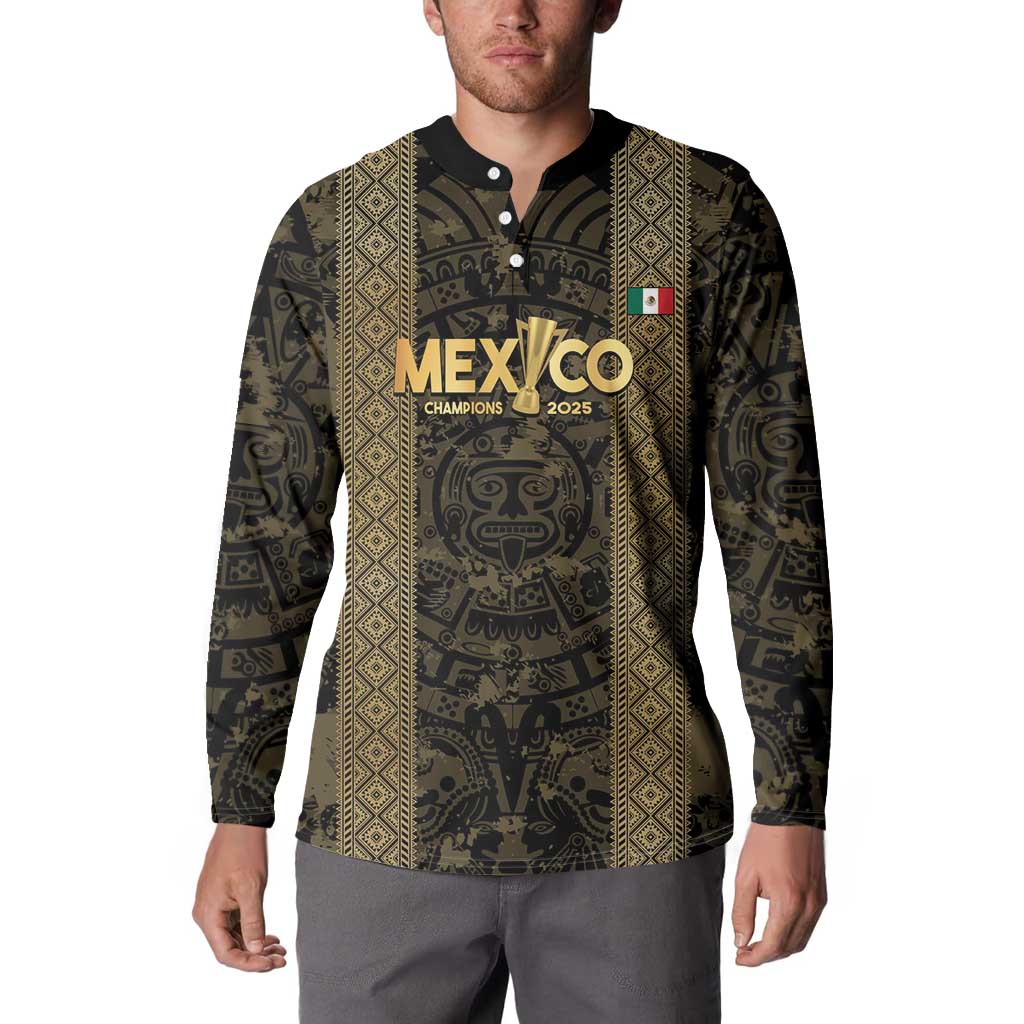 Custom Mexico Football Button Sweatshirt 2025 El Tri Champions Gold Color - Wonder Print Shop