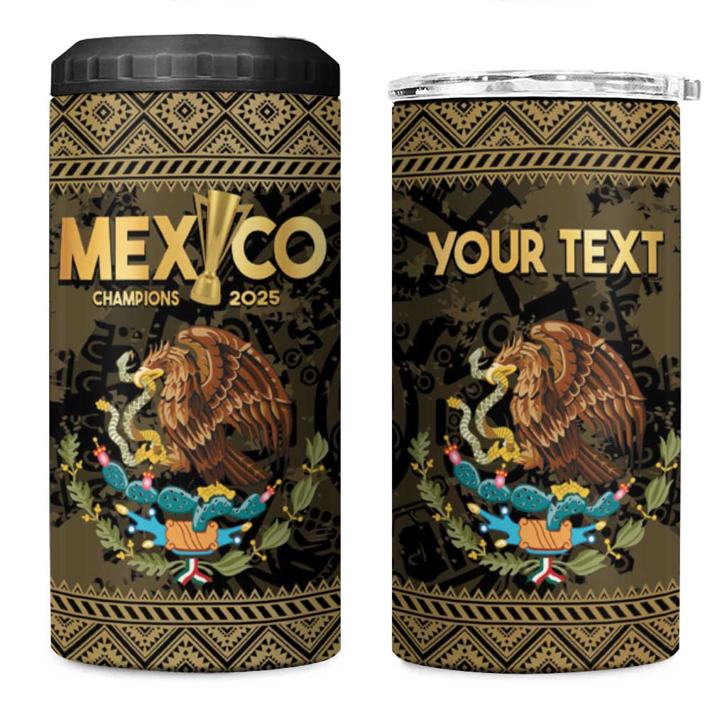 Custom Mexico Football 4 in 1 Can Cooler Tumbler 2025 El Tri Champions Gold Color - Wonder Print Shop