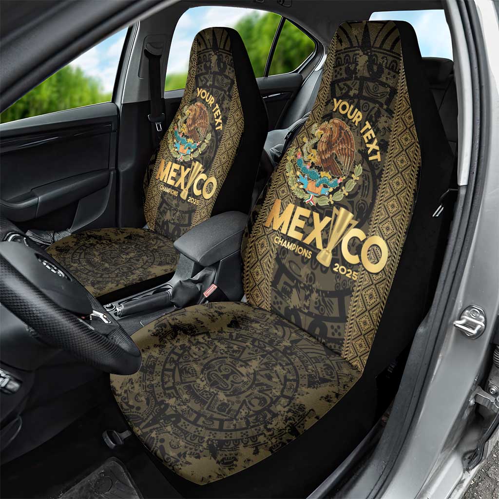 Custom Mexico Football Car Seat Cover 2025 El Tri Champions Gold Color - Wonder Print Shop
