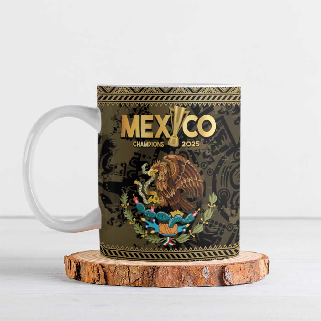 Custom Mexico Football Ceramic Mug 2025 El Tri Champions Gold Color - Wonder Print Shop