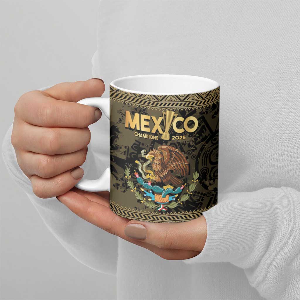 Custom Mexico Football Ceramic Mug 2025 El Tri Champions Gold Color - Wonder Print Shop