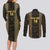 Custom Mexico Football Couples Matching Long Sleeve Bodycon Dress and Long Sleeve Button Shirt 2025 El Tri Champions Gold Color - Wonder Print Shop
