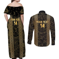 Custom Mexico Football Couples Matching Off Shoulder Maxi Dress and Long Sleeve Button Shirt 2025 El Tri Champions Gold Color - Wonder Print Shop