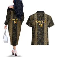 Custom Mexico Football Couples Matching Off The Shoulder Long Sleeve Dress and Hawaiian Shirt 2025 El Tri Champions Gold Color - Wonder Print Shop