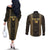 Custom Mexico Football Couples Matching Off The Shoulder Long Sleeve Dress and Long Sleeve Button Shirt 2025 El Tri Champions Gold Color - Wonder Print Shop