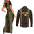 Custom Mexico Football Couples Matching Short Sleeve Bodycon Dress and Long Sleeve Button Shirt 2025 El Tri Champions Gold Color - Wonder Print Shop