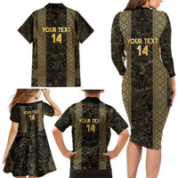 Custom Mexico Football Family Matching Long Sleeve Bodycon Dress and Hawaiian Shirt 2025 El Tri Champions Gold Color - Wonder Print Shop
