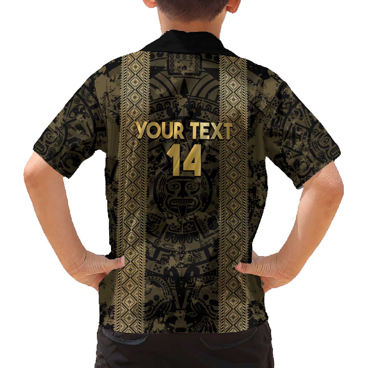Custom Mexico Football Family Matching Off The Shoulder Long Sleeve Dress and Hawaiian Shirt 2025 El Tri Champions Gold Color - Wonder Print Shop