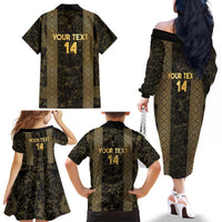 Custom Mexico Football Family Matching Off The Shoulder Long Sleeve Dress and Hawaiian Shirt 2025 El Tri Champions Gold Color - Wonder Print Shop