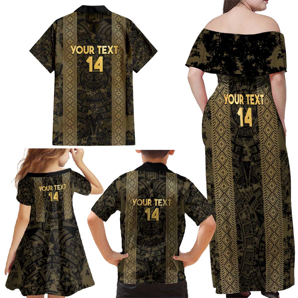 Custom Mexico Football Family Matching Off Shoulder Maxi Dress and Hawaiian Shirt 2025 El Tri Champions Gold Color - Wonder Print Shop