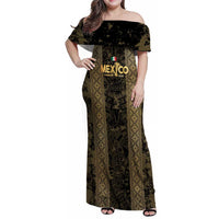 Custom Mexico Football Family Matching Off Shoulder Maxi Dress and Hawaiian Shirt 2025 El Tri Champions Gold Color - Wonder Print Shop