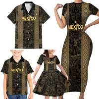 Custom Mexico Football Family Matching Short Sleeve Bodycon Dress and Hawaiian Shirt 2025 El Tri Champions Gold Color - Wonder Print Shop
