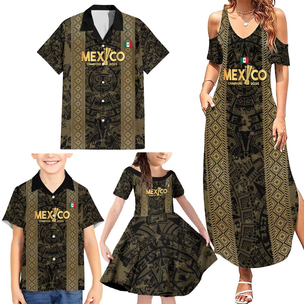 Custom Mexico Football Family Matching Summer Maxi Dress and Hawaiian Shirt 2025 El Tri Champions Gold Color - Wonder Print Shop
