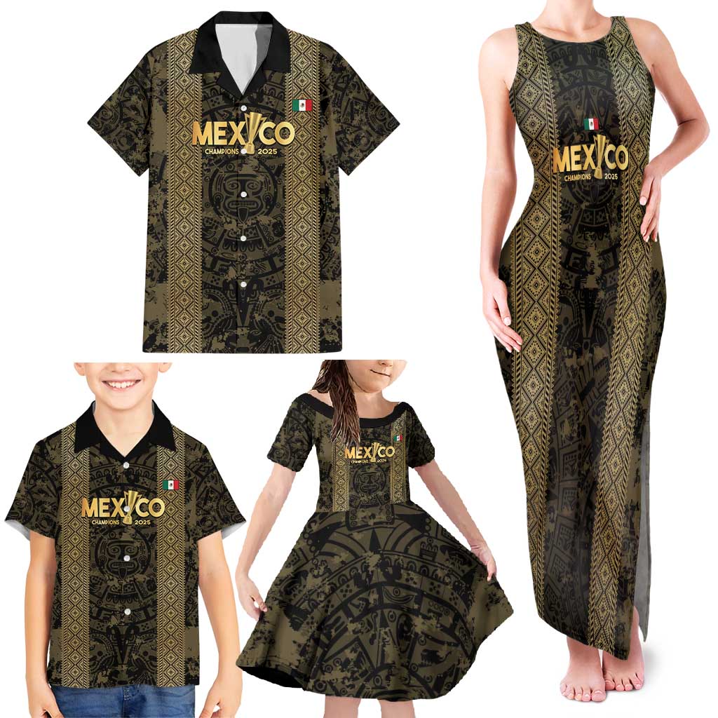 Custom Mexico Football Family Matching Tank Maxi Dress and Hawaiian Shirt 2025 El Tri Champions Gold Color - Wonder Print Shop