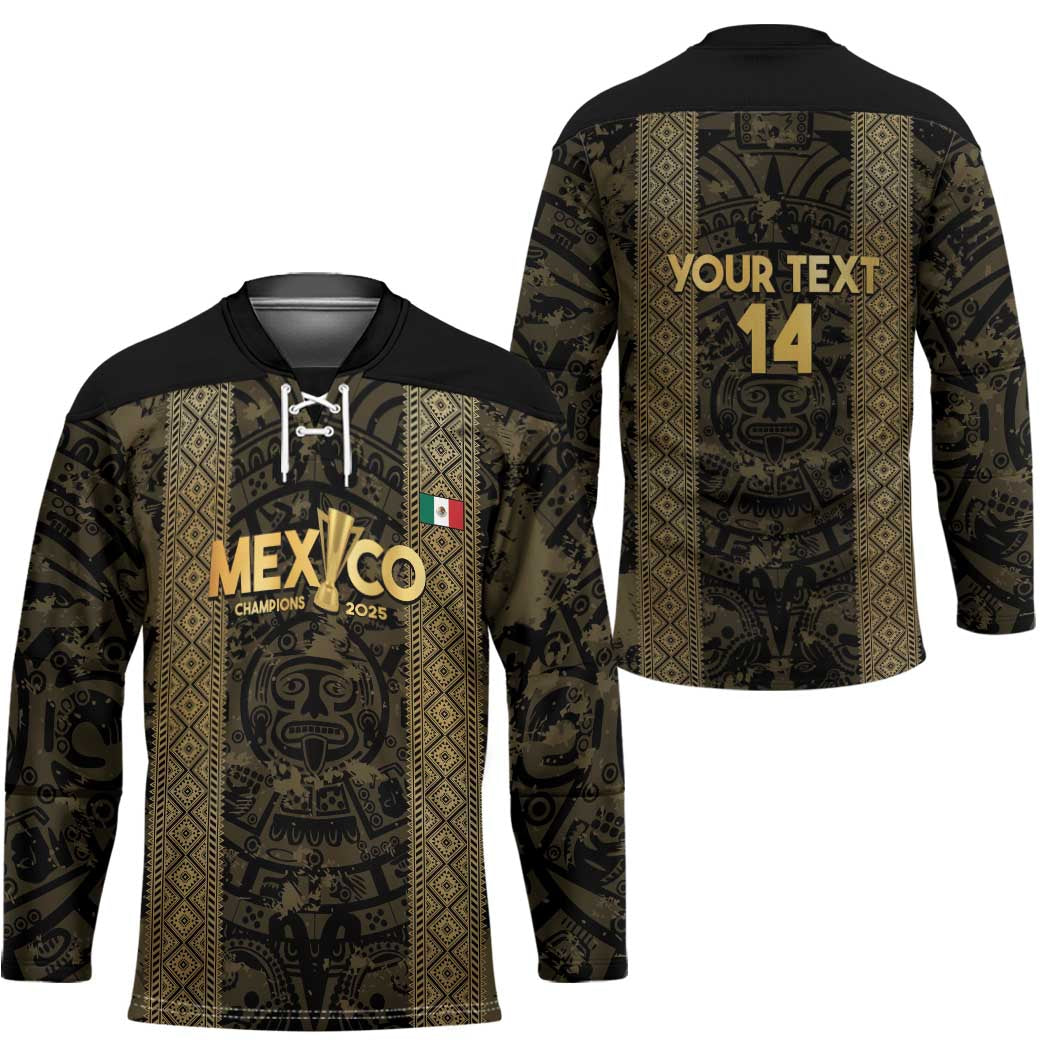 Custom Mexico Football Hockey Jersey 2025 El Tri Champions Gold Color - Wonder Print Shop