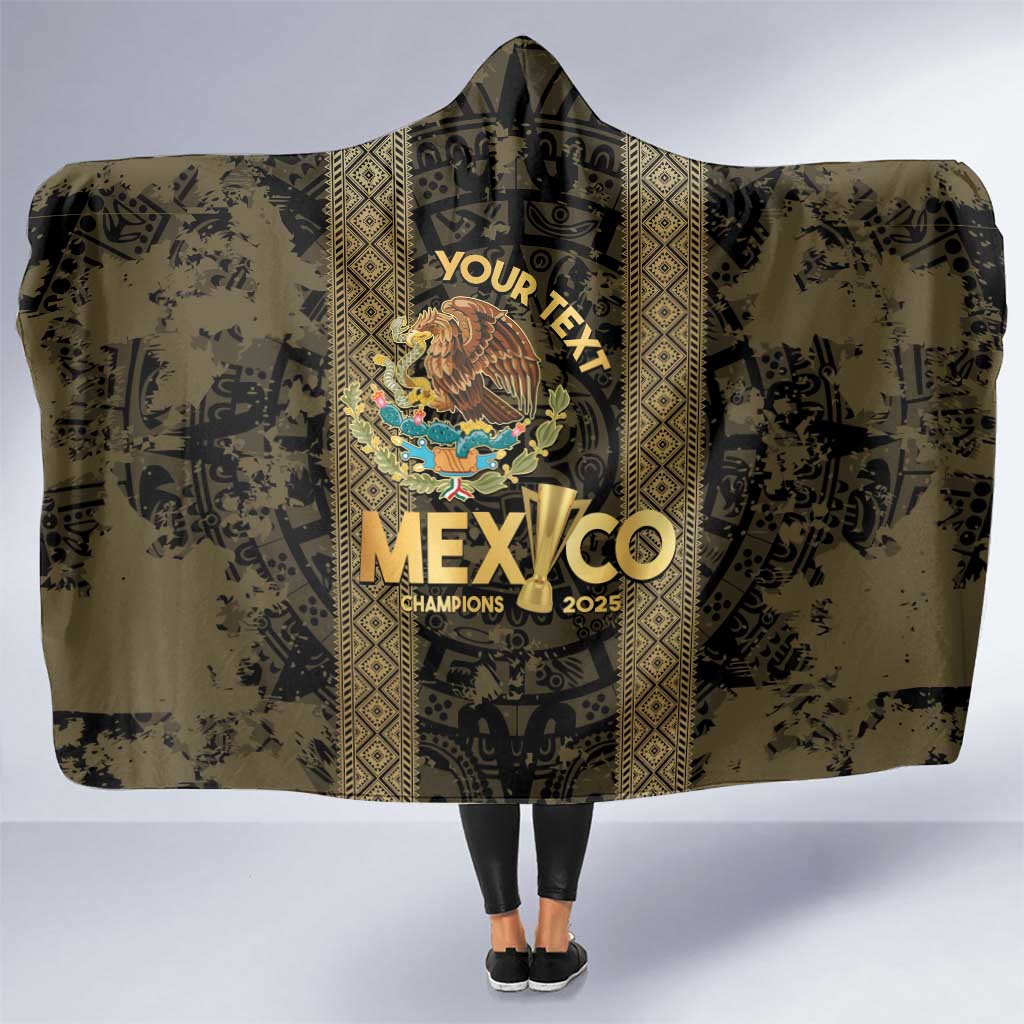 Custom Mexico Football Hooded Blanket 2025 El Tri Champions Gold Color - Wonder Print Shop