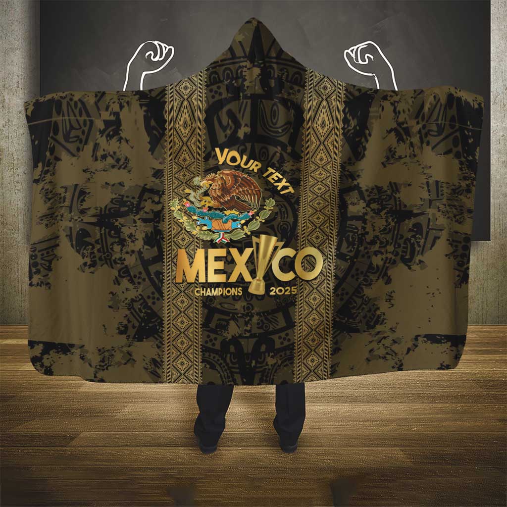 Custom Mexico Football Hooded Blanket 2025 El Tri Champions Gold Color - Wonder Print Shop