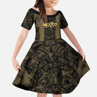 Custom Mexico Football Kid Short Sleeve Dress 2025 El Tri Champions Gold Color - Wonder Print Shop