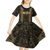 Custom Mexico Football Kid Short Sleeve Dress 2025 El Tri Champions Gold Color - Wonder Print Shop