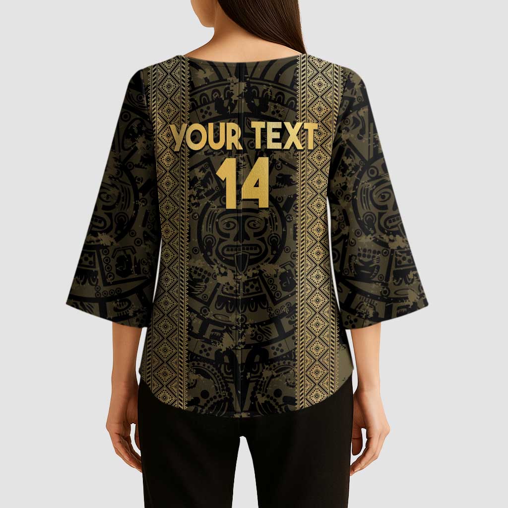 Custom Mexico Football Kimono Sleeve Blouse 2025 El Tri Champions Gold Color - Wonder Print Shop