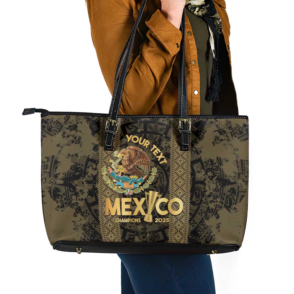 Custom Mexico Football Leather Tote Bag 2025 El Tri Champions Gold Color - Wonder Print Shop