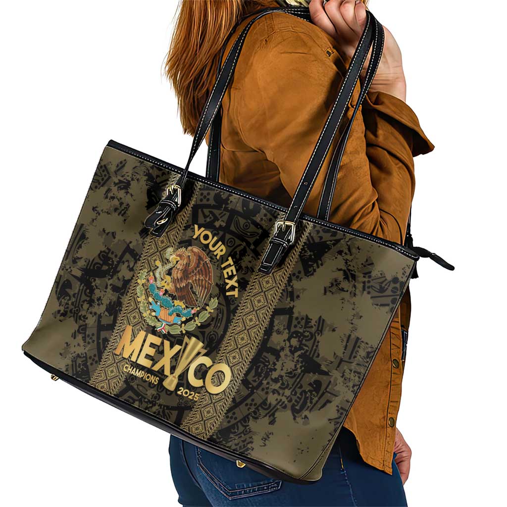 Custom Mexico Football Leather Tote Bag 2025 El Tri Champions Gold Color - Wonder Print Shop