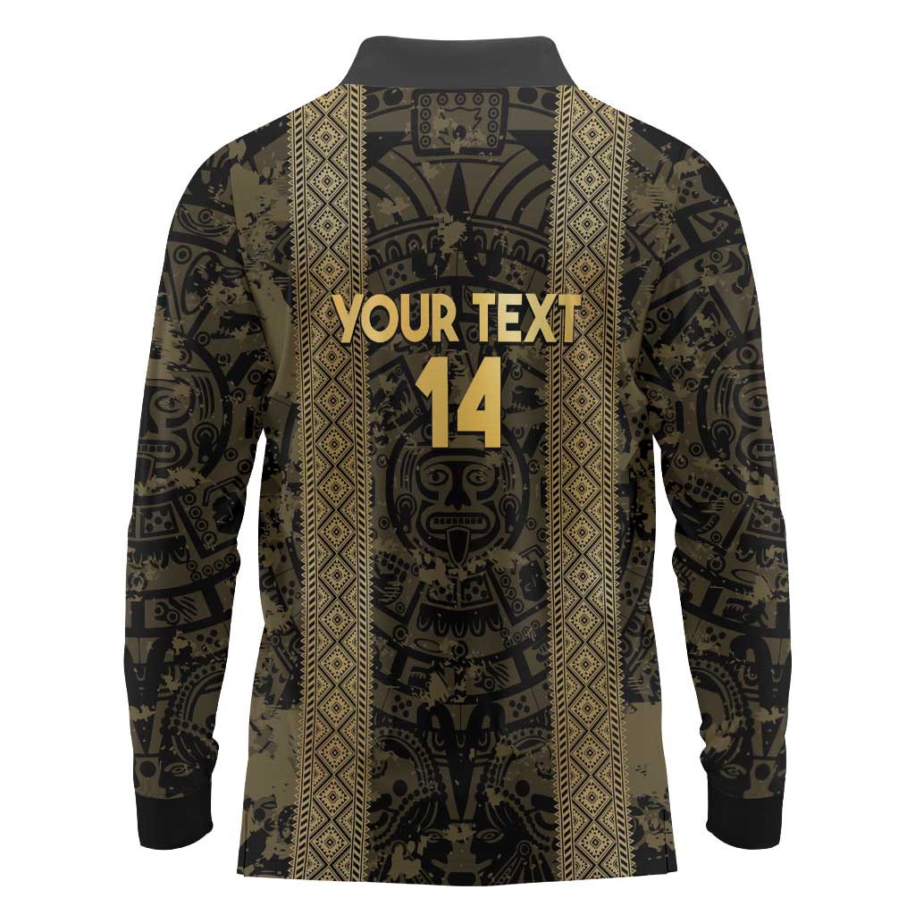 Custom Mexico Football Long Sleeve Polo Shirt 2025 El Tri Champions Gold Color - Wonder Print Shop