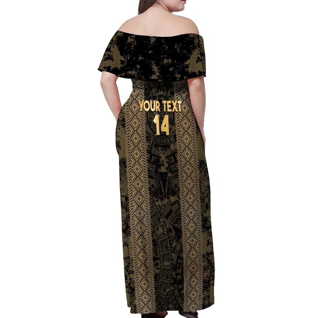 Custom Mexico Football Off Shoulder Maxi Dress 2025 El Tri Champions Gold Color - Wonder Print Shop