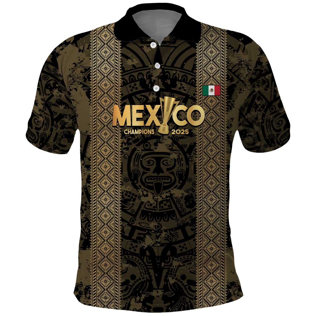 Custom Mexico Football Polo Shirt 2025 El Tri Champions Gold Color - Wonder Print Shop