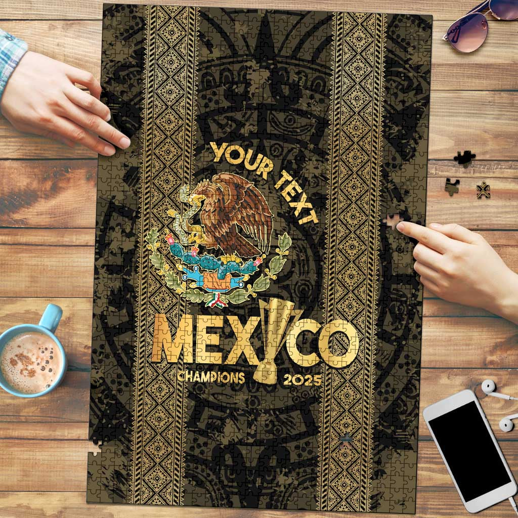 Custom Mexico Football Puzzle 2025 El Tri Champions Gold Color - Wonder Print Shop