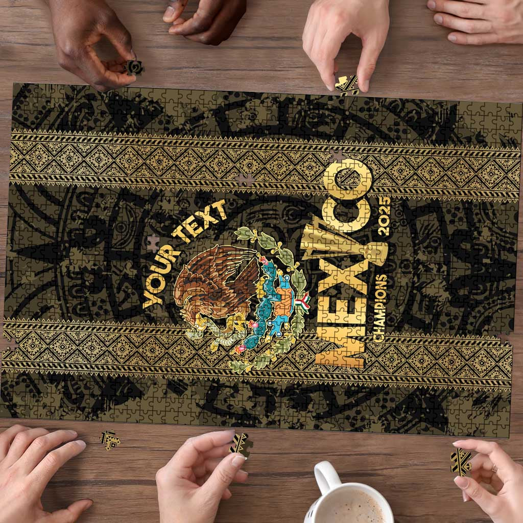 Custom Mexico Football Puzzle 2025 El Tri Champions Gold Color - Wonder Print Shop