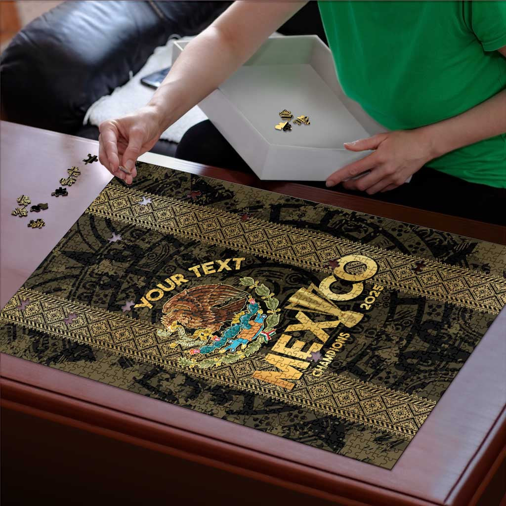 Custom Mexico Football Puzzle 2025 El Tri Champions Gold Color - Wonder Print Shop