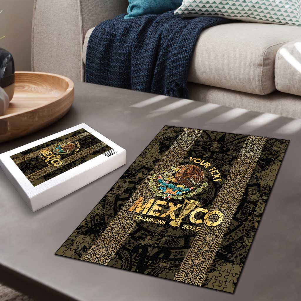 Custom Mexico Football Puzzle 2025 El Tri Champions Gold Color - Wonder Print Shop