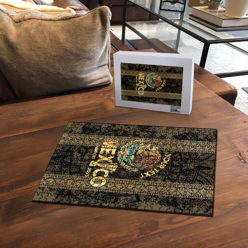 Custom Mexico Football Puzzle 2025 El Tri Champions Gold Color - Wonder Print Shop