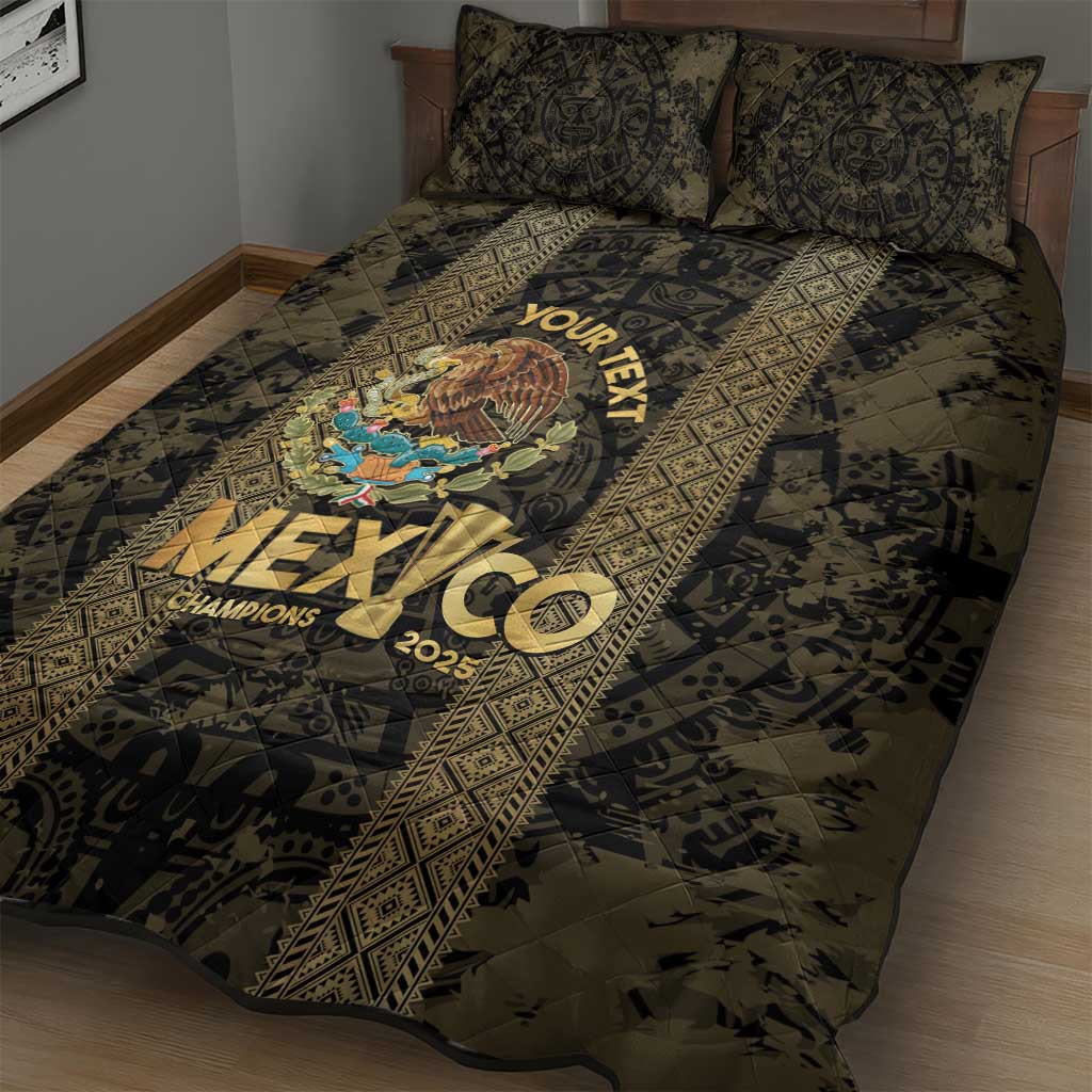 Custom Mexico Football Quilt Bed Set 2025 El Tri Champions Gold Color - Wonder Print Shop
