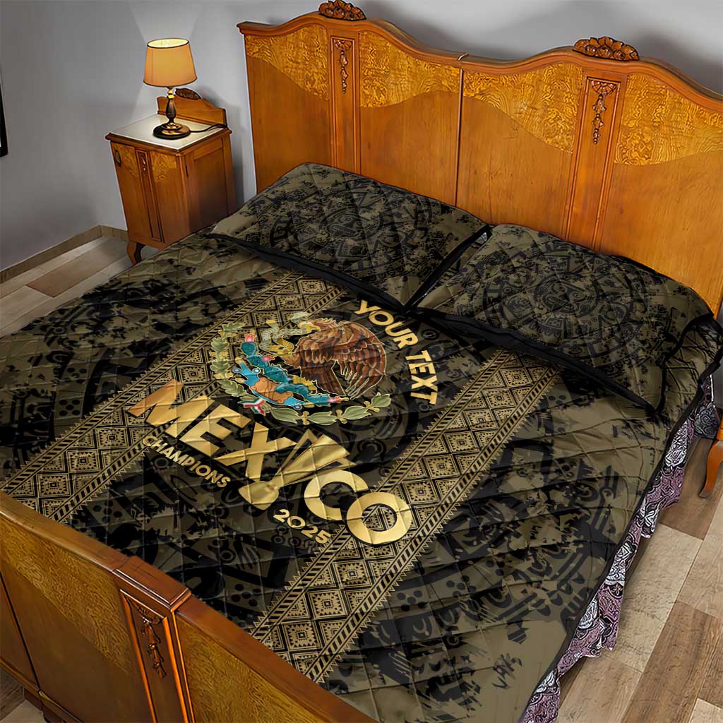 Custom Mexico Football Quilt Bed Set 2025 El Tri Champions Gold Color - Wonder Print Shop