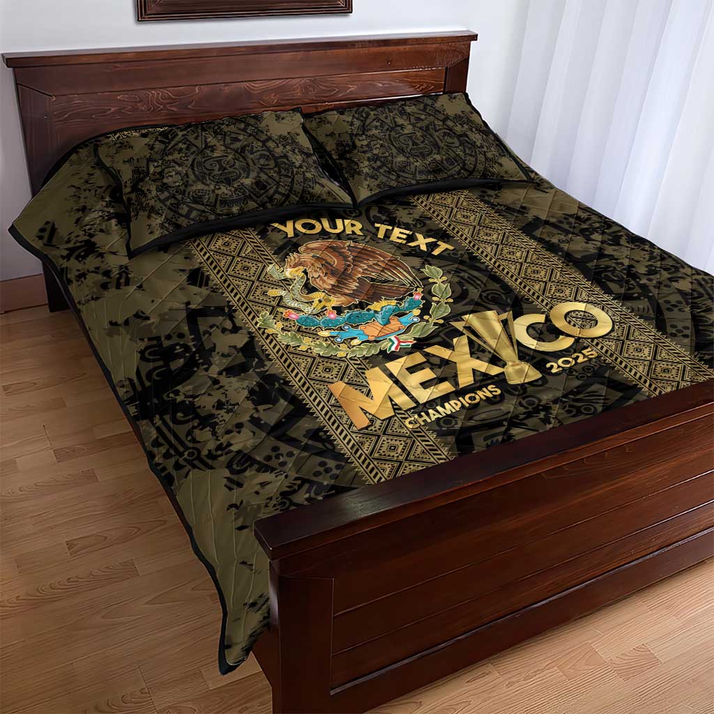 Custom Mexico Football Quilt Bed Set 2025 El Tri Champions Gold Color - Wonder Print Shop