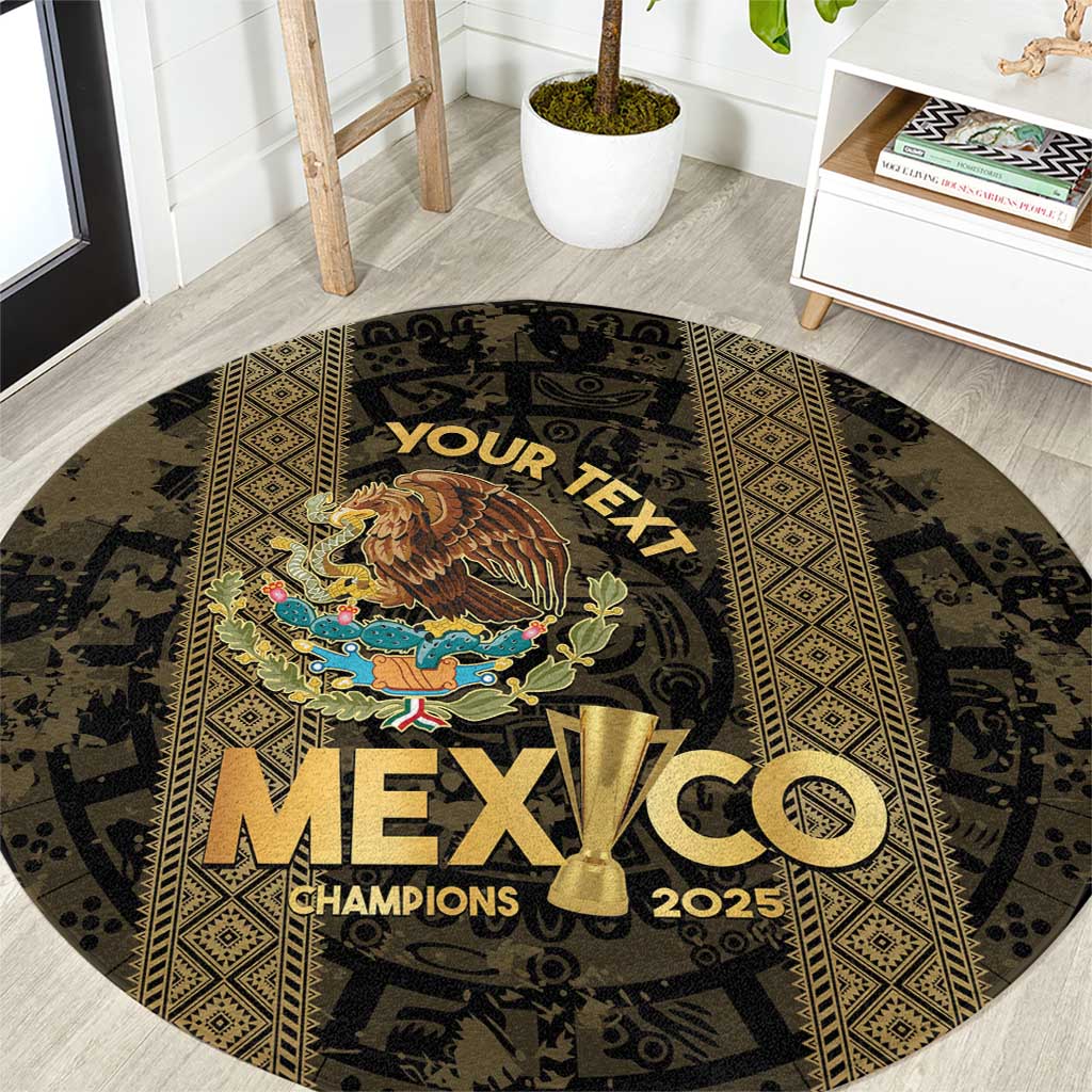 Custom Mexico Football Round Carpet 2025 El Tri Champions Gold Color - Wonder Print Shop