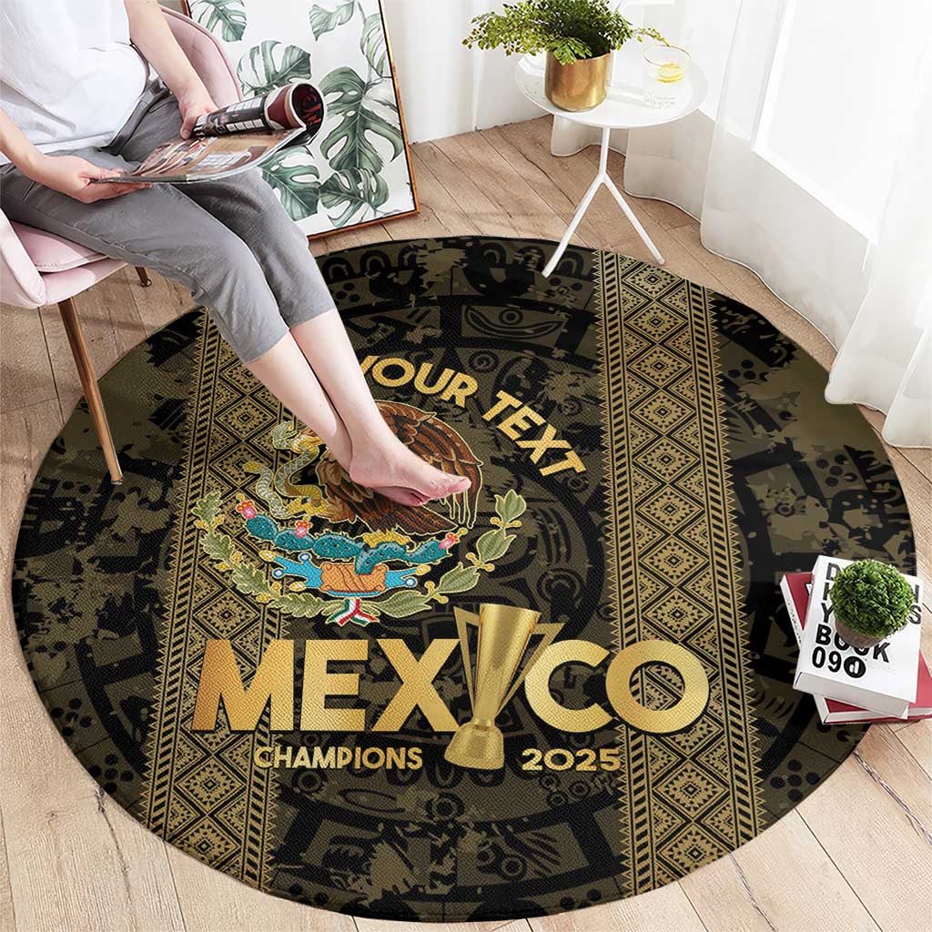Custom Mexico Football Round Carpet 2025 El Tri Champions Gold Color - Wonder Print Shop