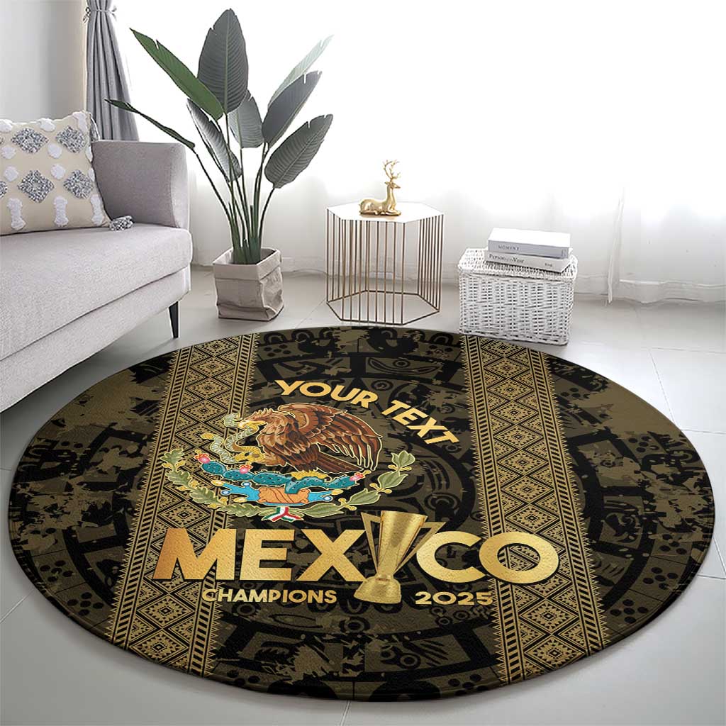 Custom Mexico Football Round Carpet 2025 El Tri Champions Gold Color - Wonder Print Shop