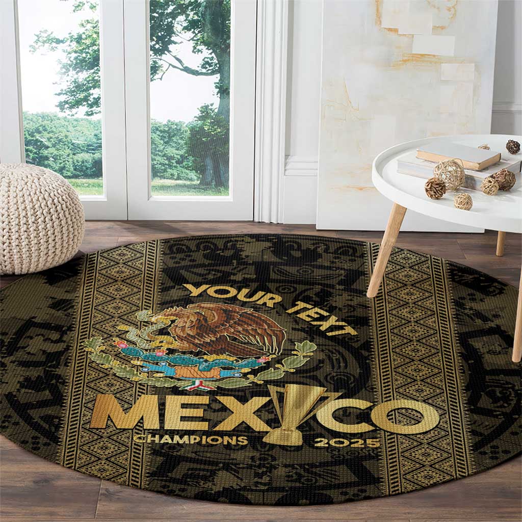Custom Mexico Football Round Carpet 2025 El Tri Champions Gold Color - Wonder Print Shop