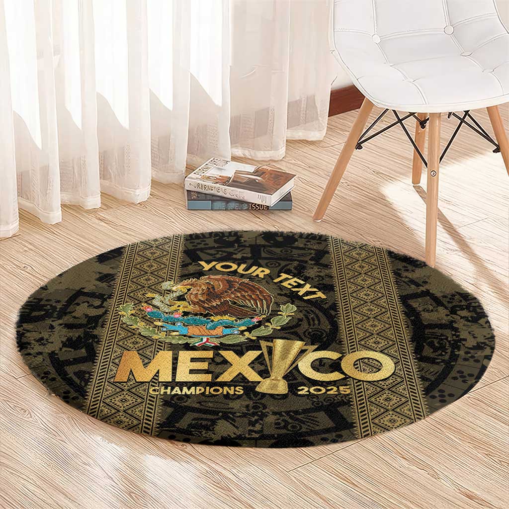 Custom Mexico Football Round Carpet 2025 El Tri Champions Gold Color - Wonder Print Shop