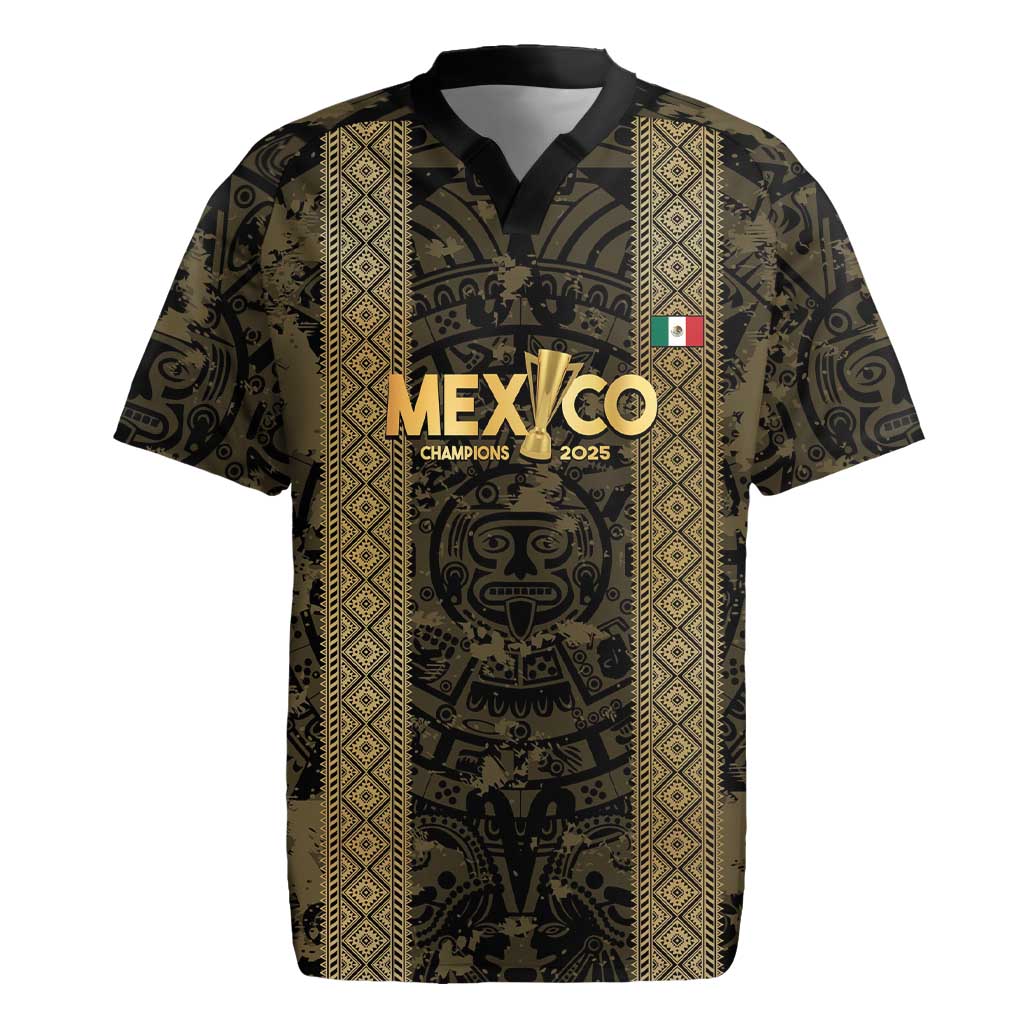 Custom Mexico Football Rugby Jersey 2025 El Tri Champions Gold Color - Wonder Print Shop