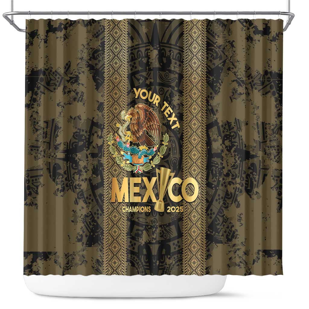 Custom Mexico Football Shower Curtain 2025 El Tri Champions Gold Color - Wonder Print Shop