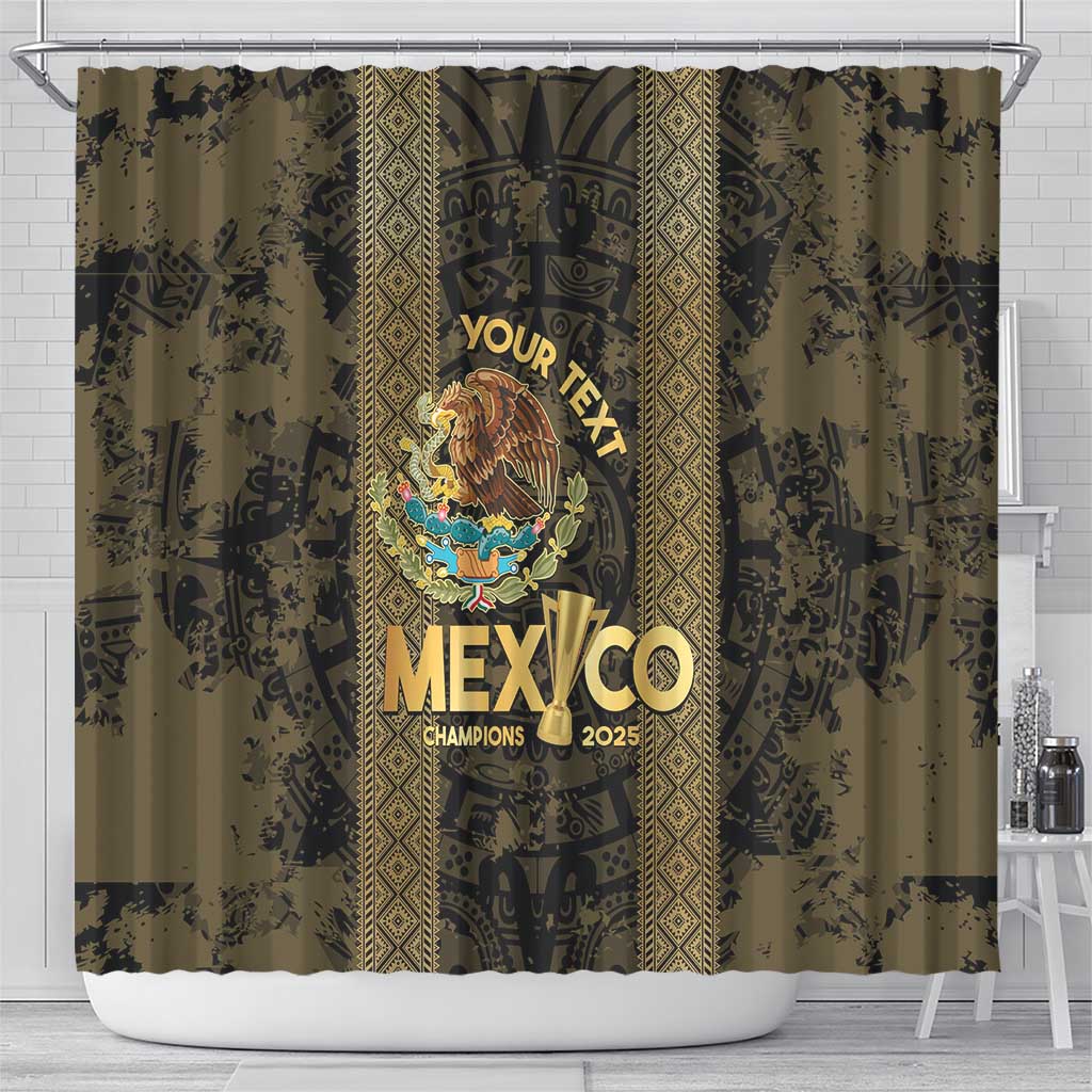 Custom Mexico Football Shower Curtain 2025 El Tri Champions Gold Color - Wonder Print Shop