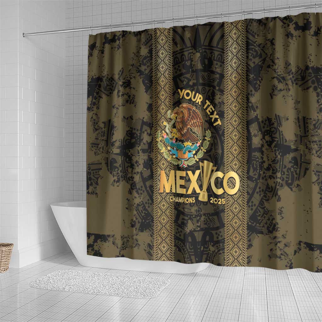 Custom Mexico Football Shower Curtain 2025 El Tri Champions Gold Color - Wonder Print Shop
