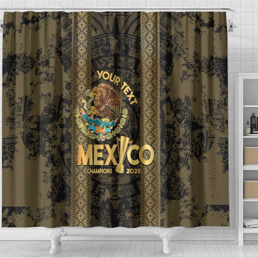 Custom Mexico Football Shower Curtain 2025 El Tri Champions Gold Color - Wonder Print Shop